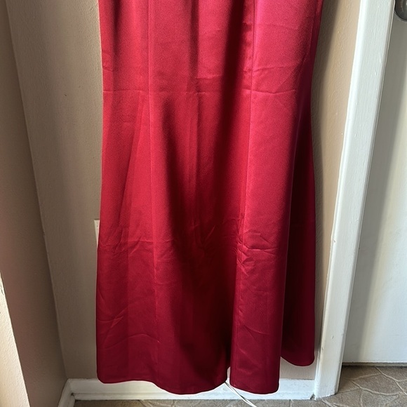 DYNASTY LONDON Burgundy Drape Neck Floor Length Dress - Picture 3 of 10